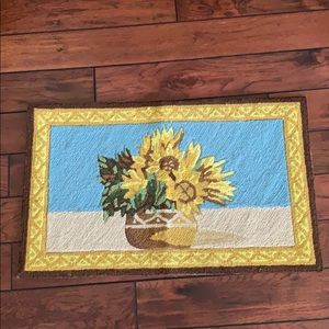 Hand hooked sunflower rug